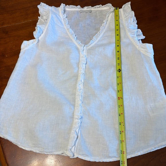 Outerknown White Linen Sleeveless Ruffle Tank S - Picture 7 of 7
